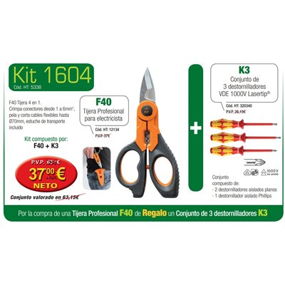 Kit 1604 compuesto por F40+K3 destornilladores HT-INSTRUMENTS 5338