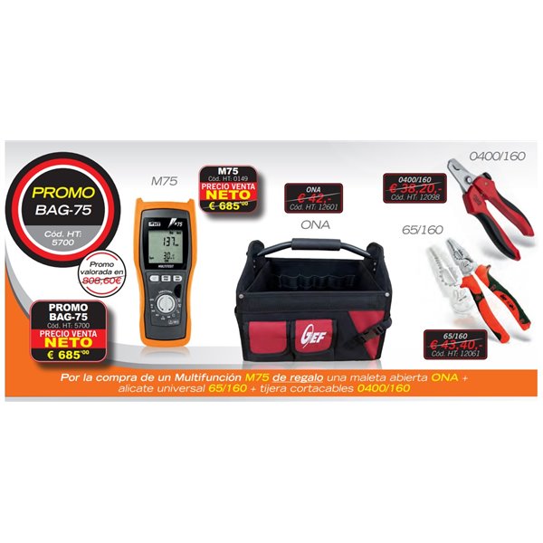 Kit PROMO BAG-75 compuesto por M75+ONA+65/160+0400/160 HT-INSTRUMENTS 5700