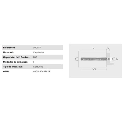 Anclaje químico vinylester VYSF 280ml sin estireno CELO 300VSF