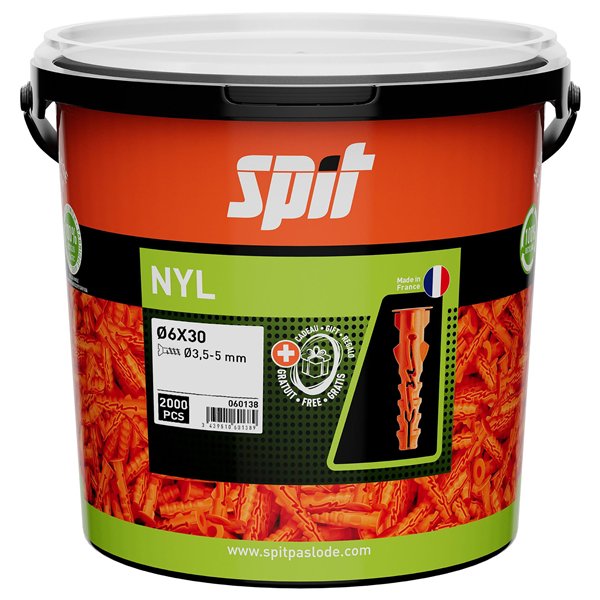 Bidón 2000 anclajes NYL de nailon con collareta 6x30mm SPIT 060138