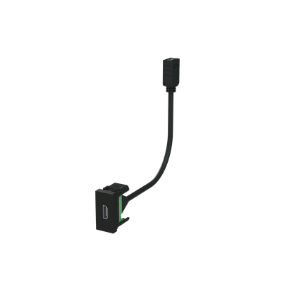 Toma HDMI hembra-hembra con latiguillo NIESSEN N2155.71 NT serie ZENIT Negro mate