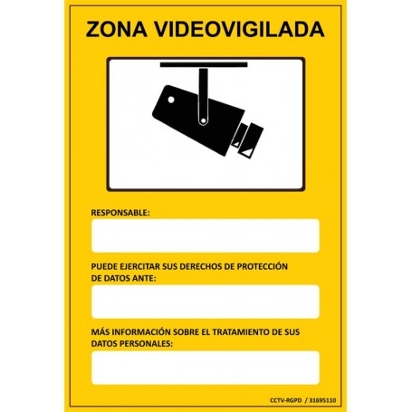 Placa homologada CCTV-RGPD Golmar 31695110 zona vigilada