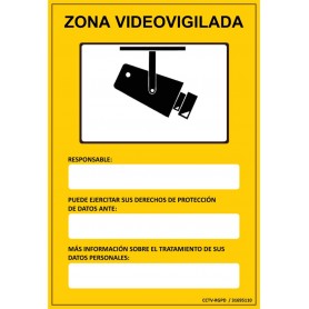Placa Adhesiva homologada CCTV-RGPD Golmar 31695112 zona vigilada