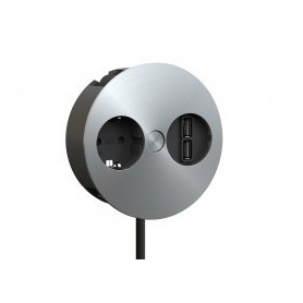 Unidad 1 Base de enchufe y 2 cargadores USB Bachmann Twist 931.031 con cable 2,0m Acero Inoxidable