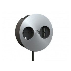 Unidad 1 Base de enchufe y 2 cargadores USB Bachmann Twist 931.033 con cable 0,20m Acero Inoxidable