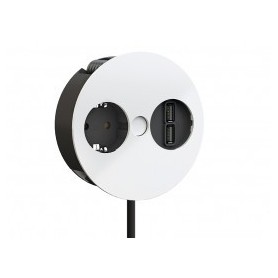 Unidad 1 Base de enchufe y 2 cargadores USB Bachmann Twist 931.231 con cable 2,0m Blanco Mate