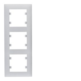 Marco 3 elementos vertical Hager Lumina Intense WL5632 color Plata