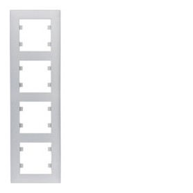 Marco 4 elementos vertical Hager Lumina Intense WL5642 color Plata