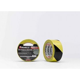 Cinta señalizacion adhesiva Miarco 650 Amarillo/Negro 50mmx33mt