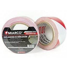 Cinta señalizacion adhesiva Miarco 4611 Blanco/Roja 50mmx33mt