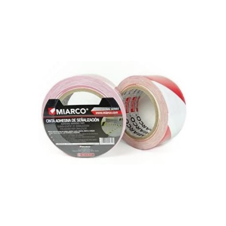 Cinta señalizacion adhesiva Miarco 4611 Blanco/Roja 50mmx33mt