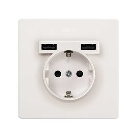 Kit Monoblock 1 base de enchufe y 2 USB 27190610-090  Simon 270 Blanco
