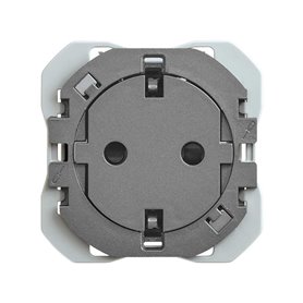 Base de enchufe clean Simon 20000434-096 2p+TT 16A Simon 270 Titanio 2 modulos