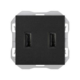 Cargador USB doble Tipo A 3,1A Simon 20000196-098 Simon 270 Negro Mate 2 modulos