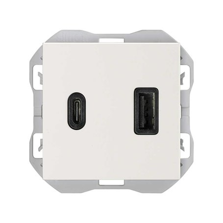 Cargador USB doble Tipo A+C 3,1A Simon 20000296-090 Simon 270 Blanco 2 modulos