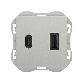 Cargador USB doble Tipo A+C 3,1A Simon 20000296-093 Simon 270 Aluminio 2 modulos