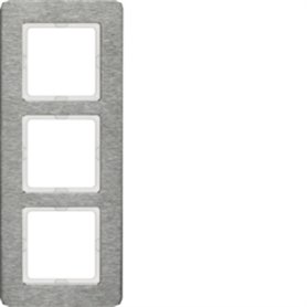 Marco 3 elementos Hager By Berker Q7 10136083 Aluminio Inox Cepillado