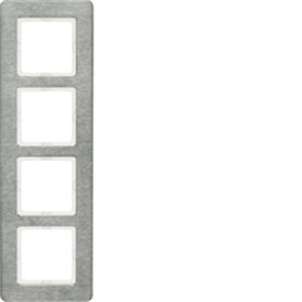 Marco 4 elementos Hager By Berker Q7 10146083 Aluminio Inox Cepillado