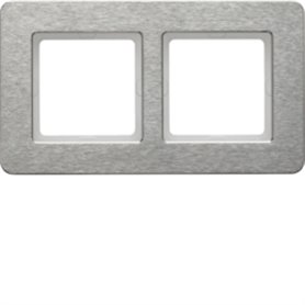 Marco 2 elementos Hager By Berker Q7 10226083 Aluminio Inox Cepillado