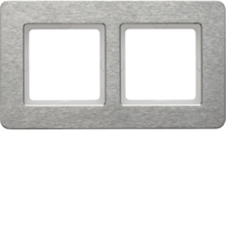 Marco 2 elementos Hager By Berker Q7 10226083 Aluminio Inox Cepillado