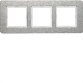 Marco 3 elementos Hager By Berker Q7 10236083 Aluminio Inox Cepillado