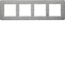 Marco 4 elementos Hager By Berker Q7 10246083 Aluminio Inox Cepillado
