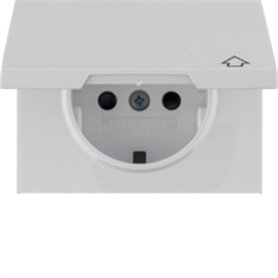 Tapa para enchufe Schuko con tapa Hager by Berker 17207209 Blanco Brillo