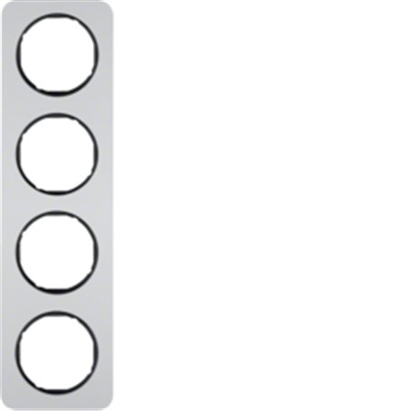 Marco 4 elementos Berker By Hager 10142184 serie R1 Aluminio Negro