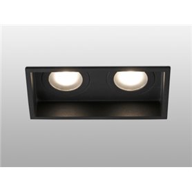 Empotrable doble cuadrado de techo Faro Barcelona HYDE 40125 negro para baños IP44