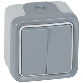 Conmutador doble estanco superficie Legrand Plexo 069715 IP55