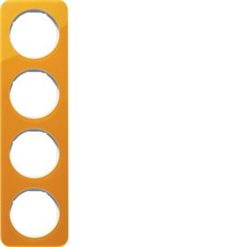 Marco 4 elementos Berker By Hager 10142339 serie R1 Naranja/Blanco