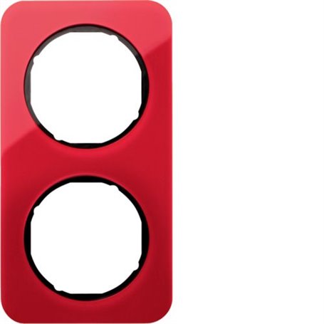 Marco 2 elementos Berker By Hager 10122344 serie R1 Rojo/Negro
