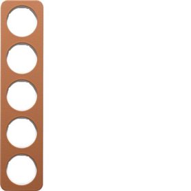 Marco 5 elementos Berker By Hager 10152369 serie R1 Piel/Blanco