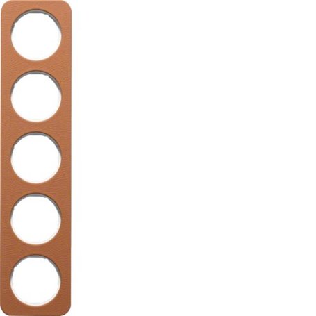 Marco 5 elementos Berker By Hager 10152369 serie R1 Piel/Blanco