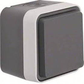 Base de enchufe Schuko Monobloc de superficie estanco HAGER Cubyko WNC161 IP55