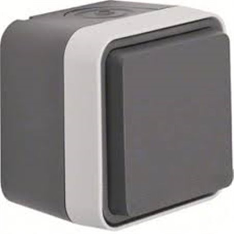 Base de enchufe Schuko Monobloc de superficie estanco HAGER Cubyko WNC161 IP55