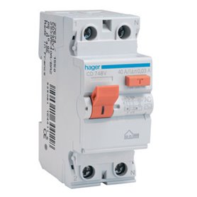 Interruptor Diferencial Hager CD748V para vivienda 2 polos 40 A 30ma 
