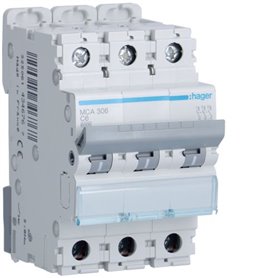 Interruptor Automatico M 3P 6A curva C 6kA  HAGER MCA306
