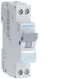 Interruptor Automatico DPN ML 1P+N 20A curva C 6kA  HAGER MLU520