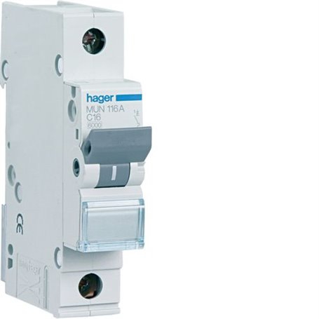 Interruptor Automatico MU 1P 6A curva C 6kA  HAGER MUN106A