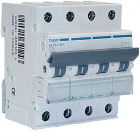 Interruptor Automatico MU 4P 40A curva C 6kA  HAGER MUN440A
