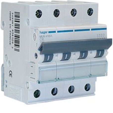 Interruptor Automatico MU 4P 63A curva C 6kA  HAGER MUN463A