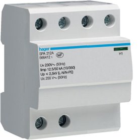 Limitador de sobretensiones transitorias Hager SPA212A MONOBLOC 1P+N 12,5kA Tipo 1