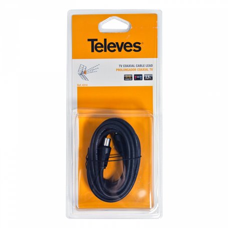 Cable Prolongador coaxial Televes 4314 2,5 Mt Negro