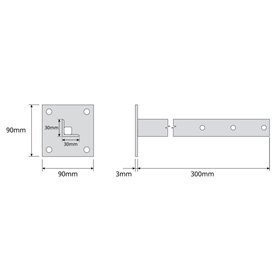 Soporte recto con perfil en "L", 300mm Zinc + RPR - TELEVES 2401