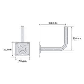 Soporte "L" 380x350mm, Ø45mm Zinc + RPR - TELEVES 7349