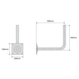 Soporte "L" 500x450mm, Ø45mm Zinc + RPR - TELEVES 7371