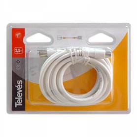 Prolongador coaxial (micro) 2,5 m Blanco Conectores "CEI" macho - hembra - TELEVES 4311
