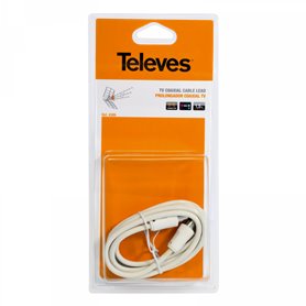Prolongador coaxial (micro) 1,5 m Blanco Conectores "CEI" macho - hembra - TELEVES 4389