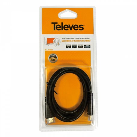 Cable 1,5 m HDMI Alta Velocidad con Ethernet Ultra Alta Definición - TELEVES 494501
